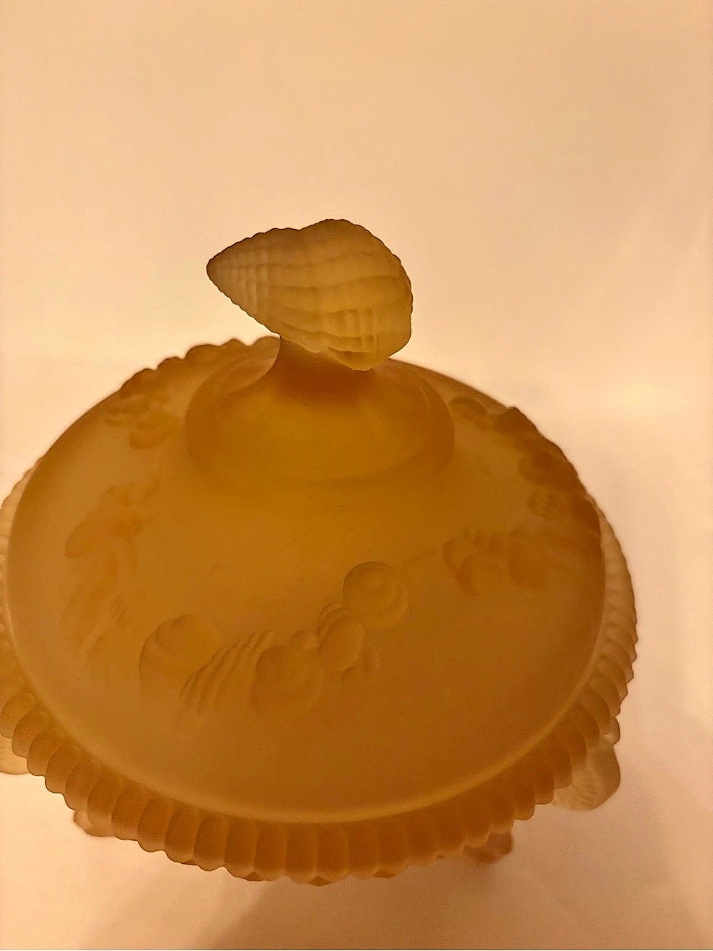 WESTMORELAND, satin peach covered candy dish - Picture 2 of 3